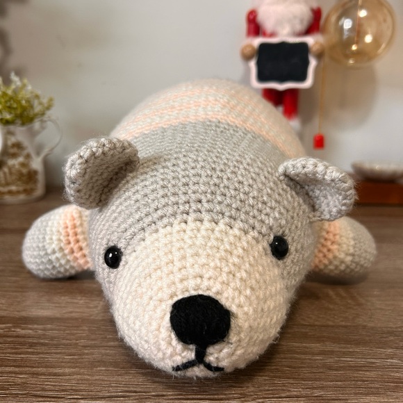 Handmade Crochet Bear Wearing a Sweater - Picture 3 of 5